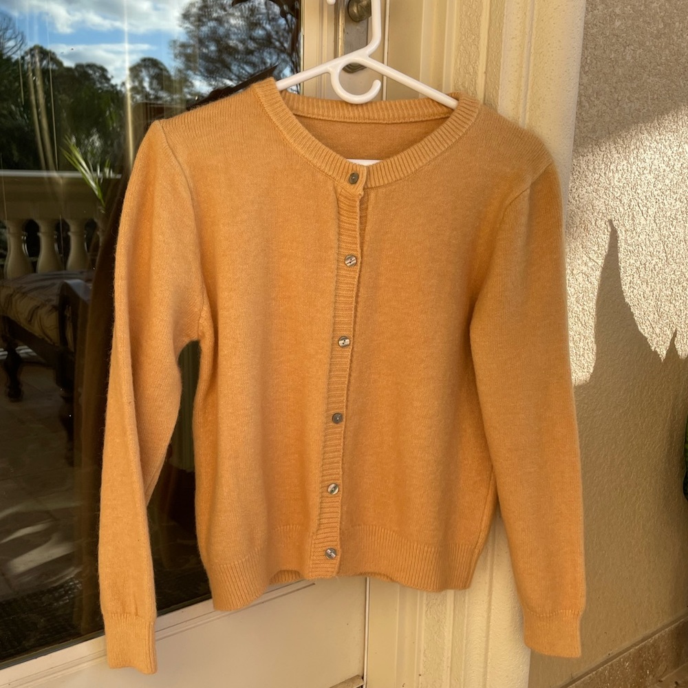 vintage style mustard yellow button cardigan